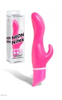 Вибратор с клиторальным стимулятором Neon Nites Pink 18см